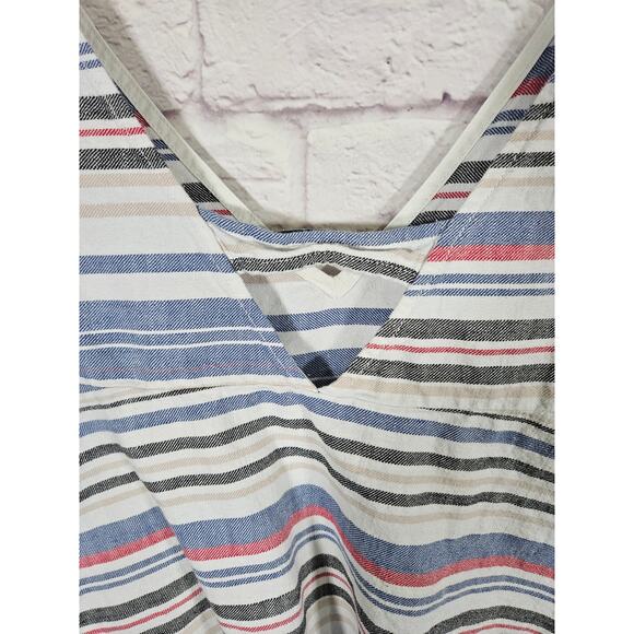 Zara Womens Denim Couture Tank Top Size Large Striped Boho Fringe Bottom - Picture 4 of 9